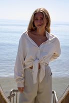 Long sleeve button down coverup shirt