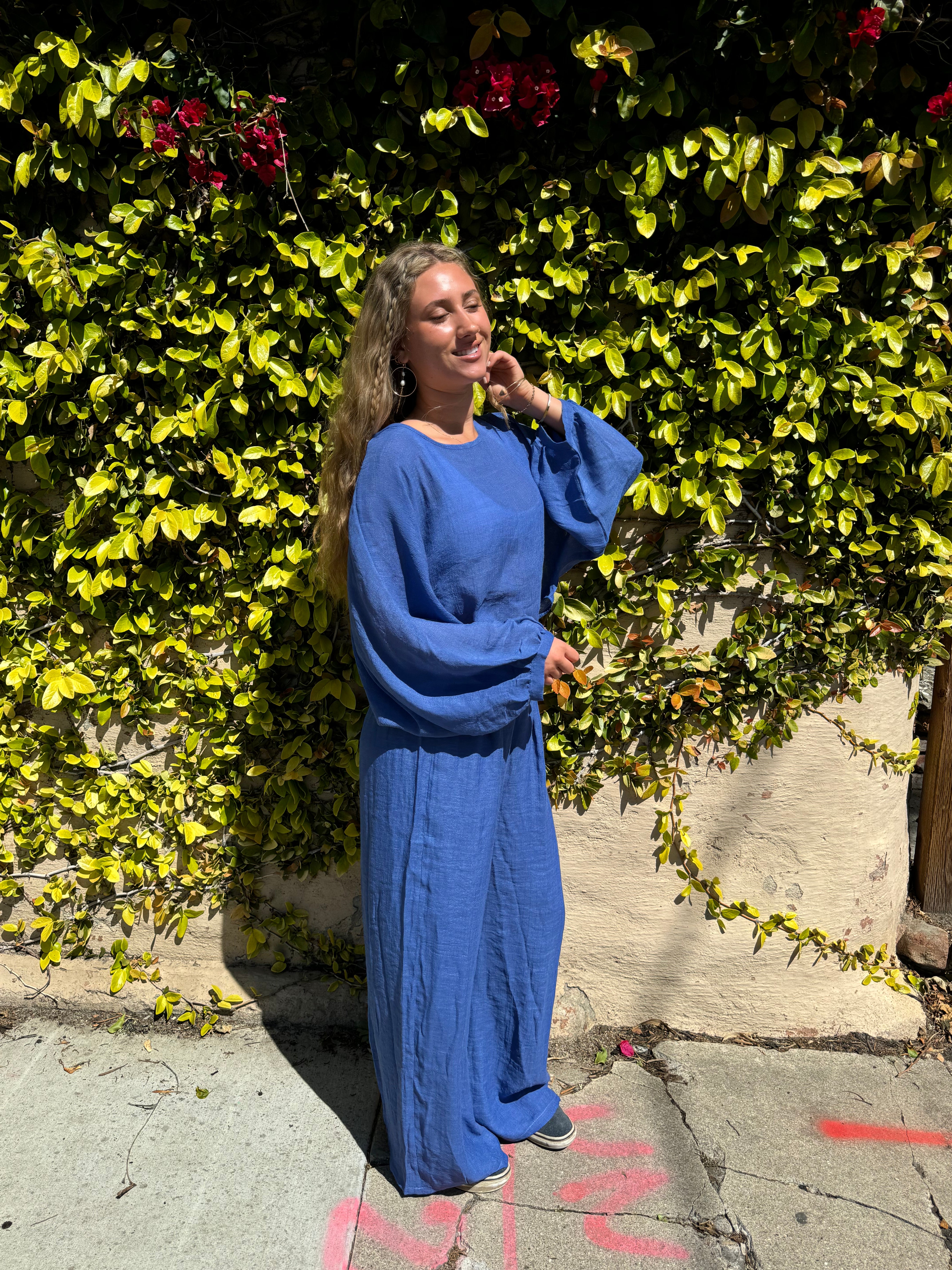 Flowy top with bell sleeves in Periwinkle