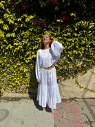 Short wide leg cotton pants in White