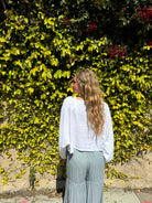 Flowy linen top in White.