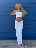 Strapless bandeau style crop top in White