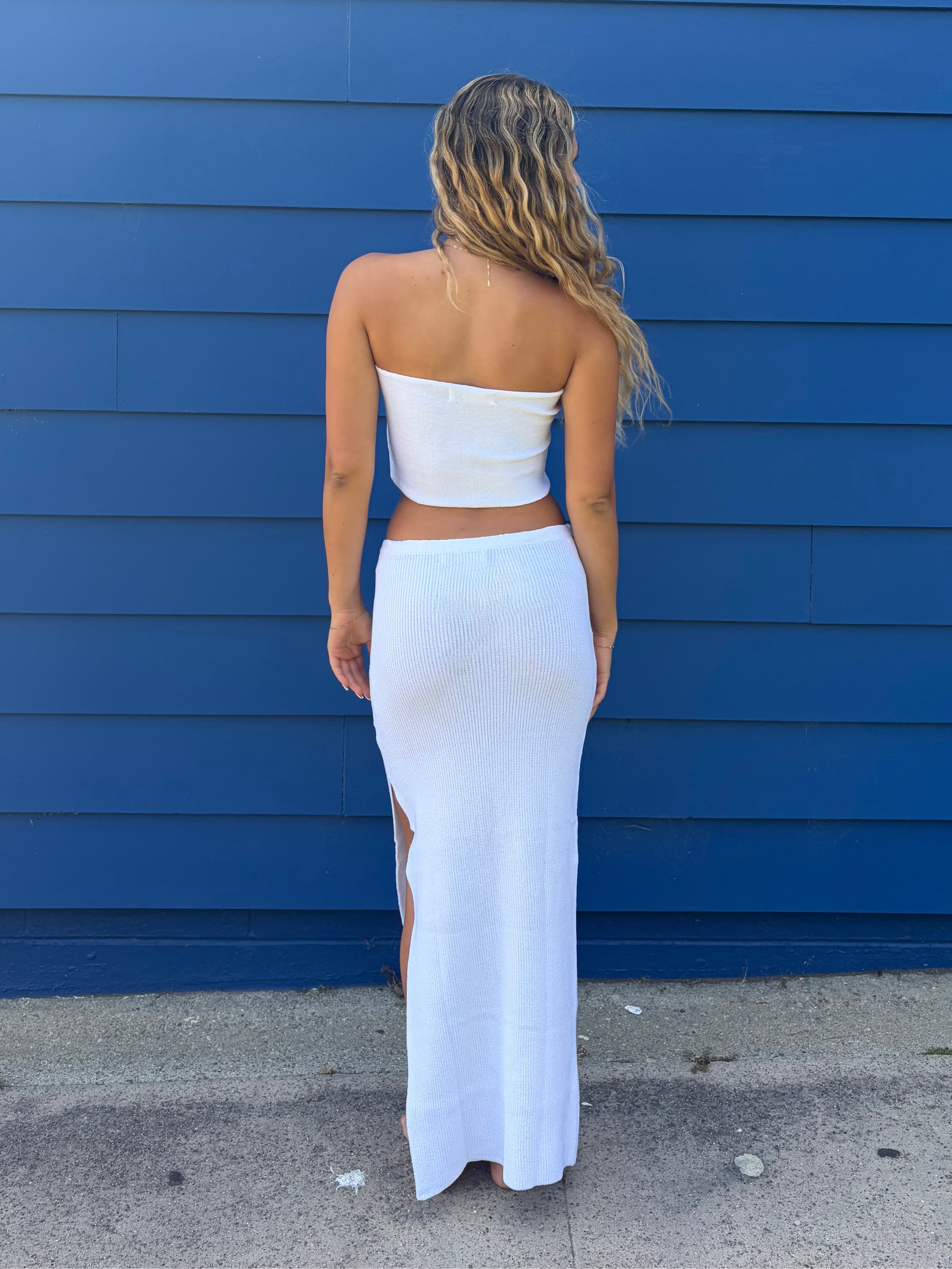 Strapless bandeau style crop top in White