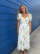 Floral print dress in white