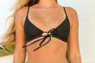 Tie front top with adjustable straps and a double band back in Black