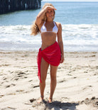 Short mesh wrap sarong in red