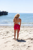 Short mesh wrap sarong in red