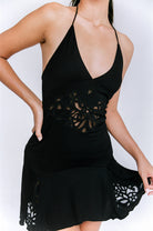 Embroidered Black Mini Dress 