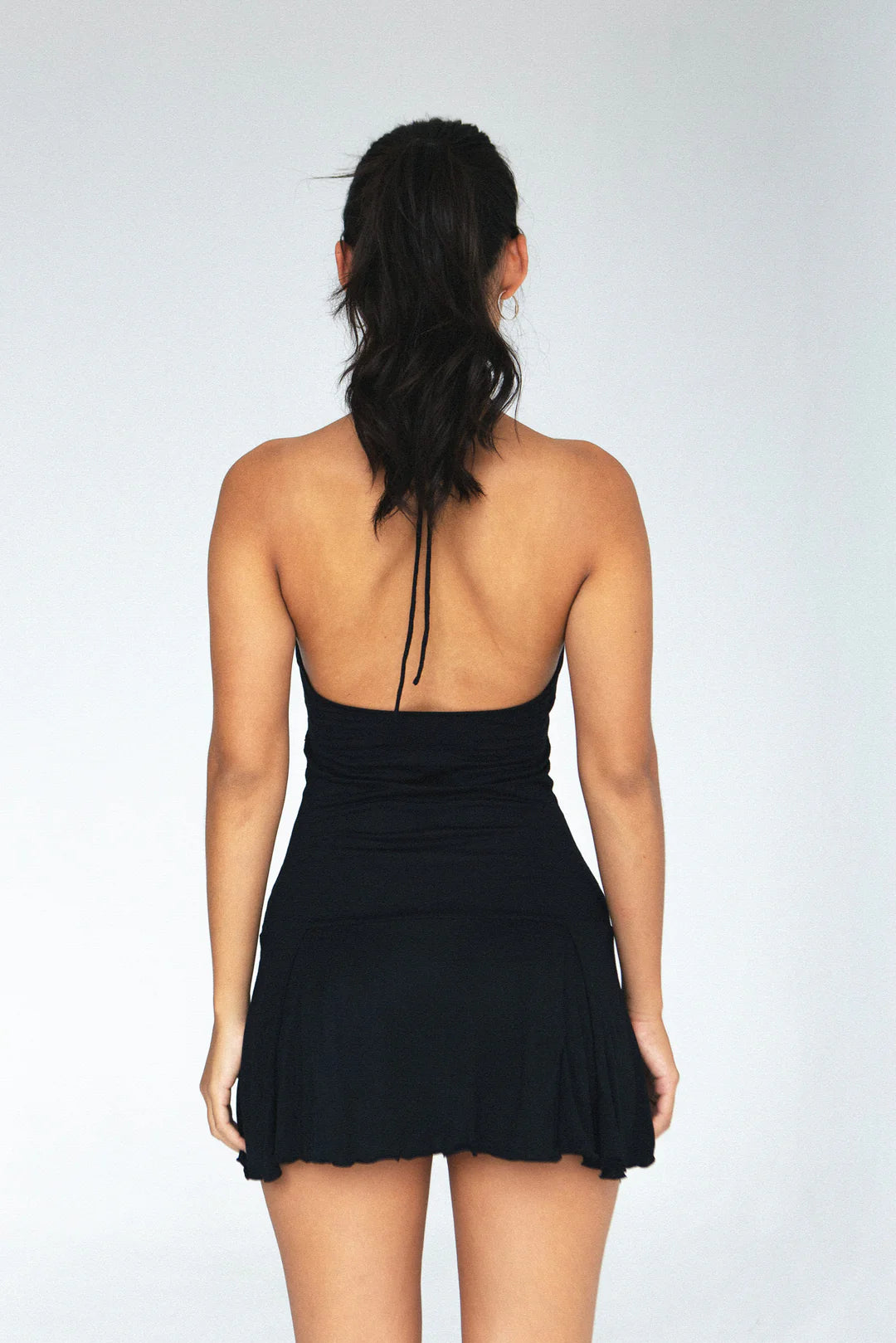 Embroidered Black Mini Dress 