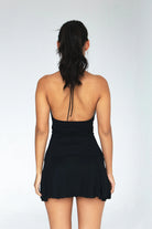 Embroidered Black Mini Dress 