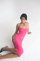 Pink Body Hugging Evening Dress 