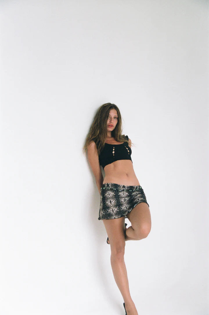 Snake Print Mini Skirt 