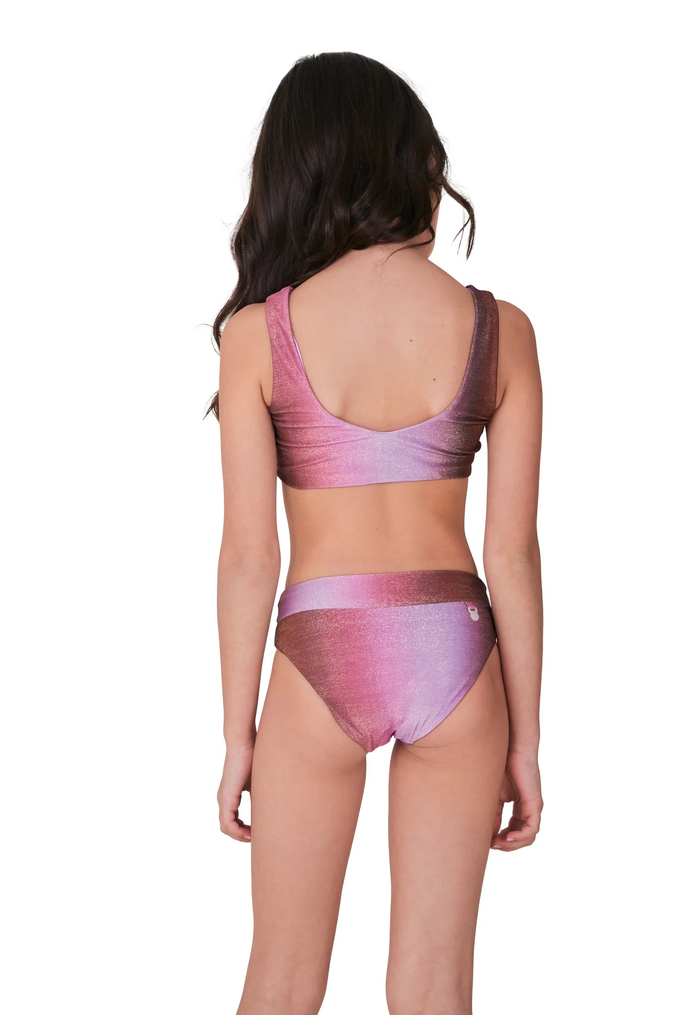 Girls' two piece swim set in shine fabric