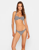 Striped underwire top with a tie back