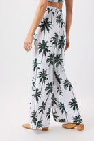 Palm tree print white pants