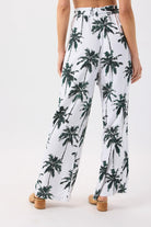Palm tree print white pants