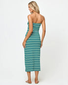 Striped Twist Front Strapless Dress
