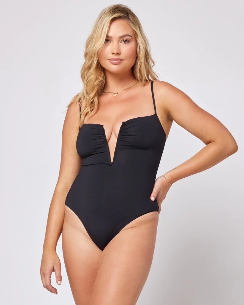 
                  
                    Black Plunging V-Wire One Piece 
                  
                