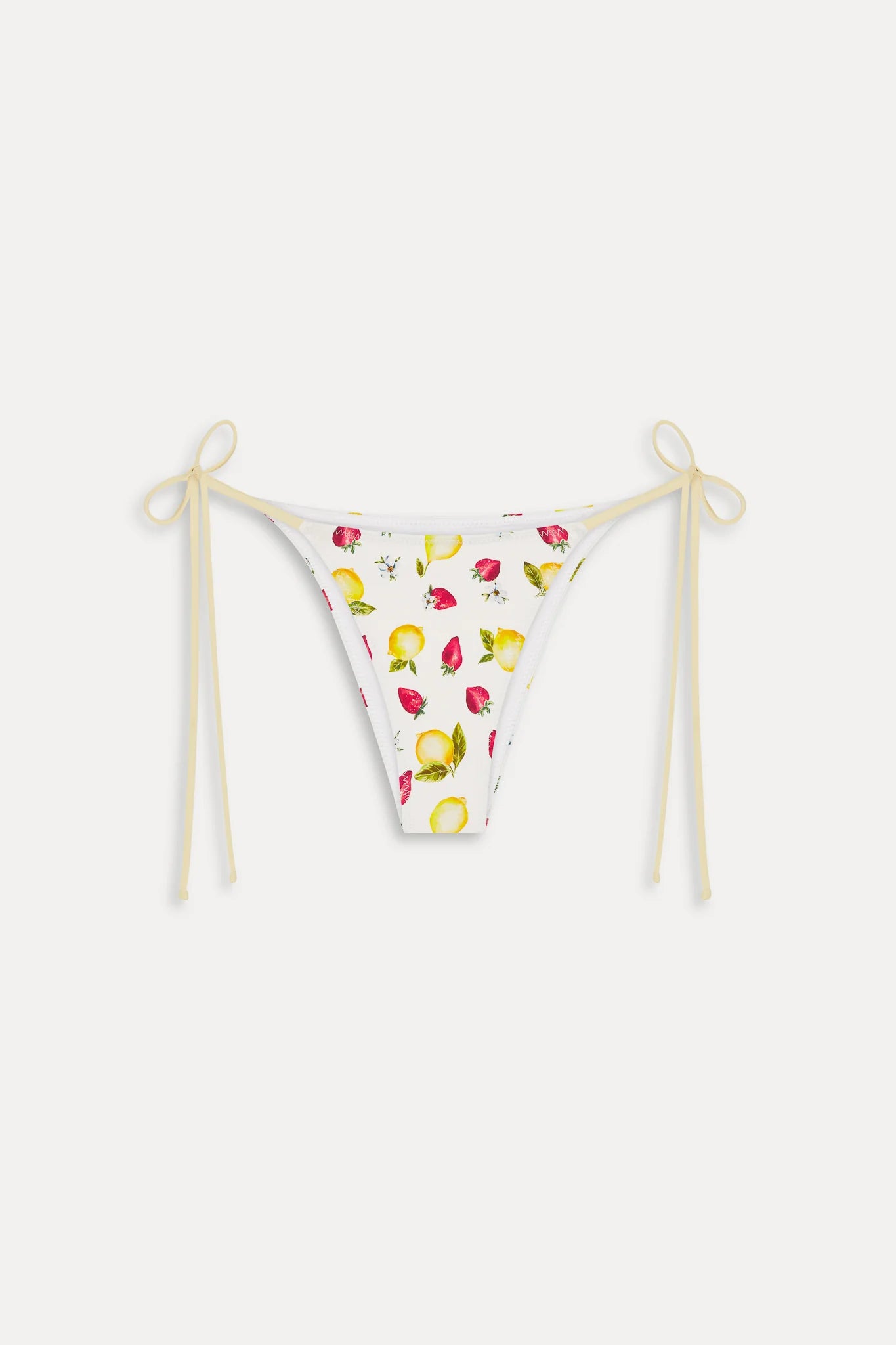 Tie side bottom with multicolor fruit print