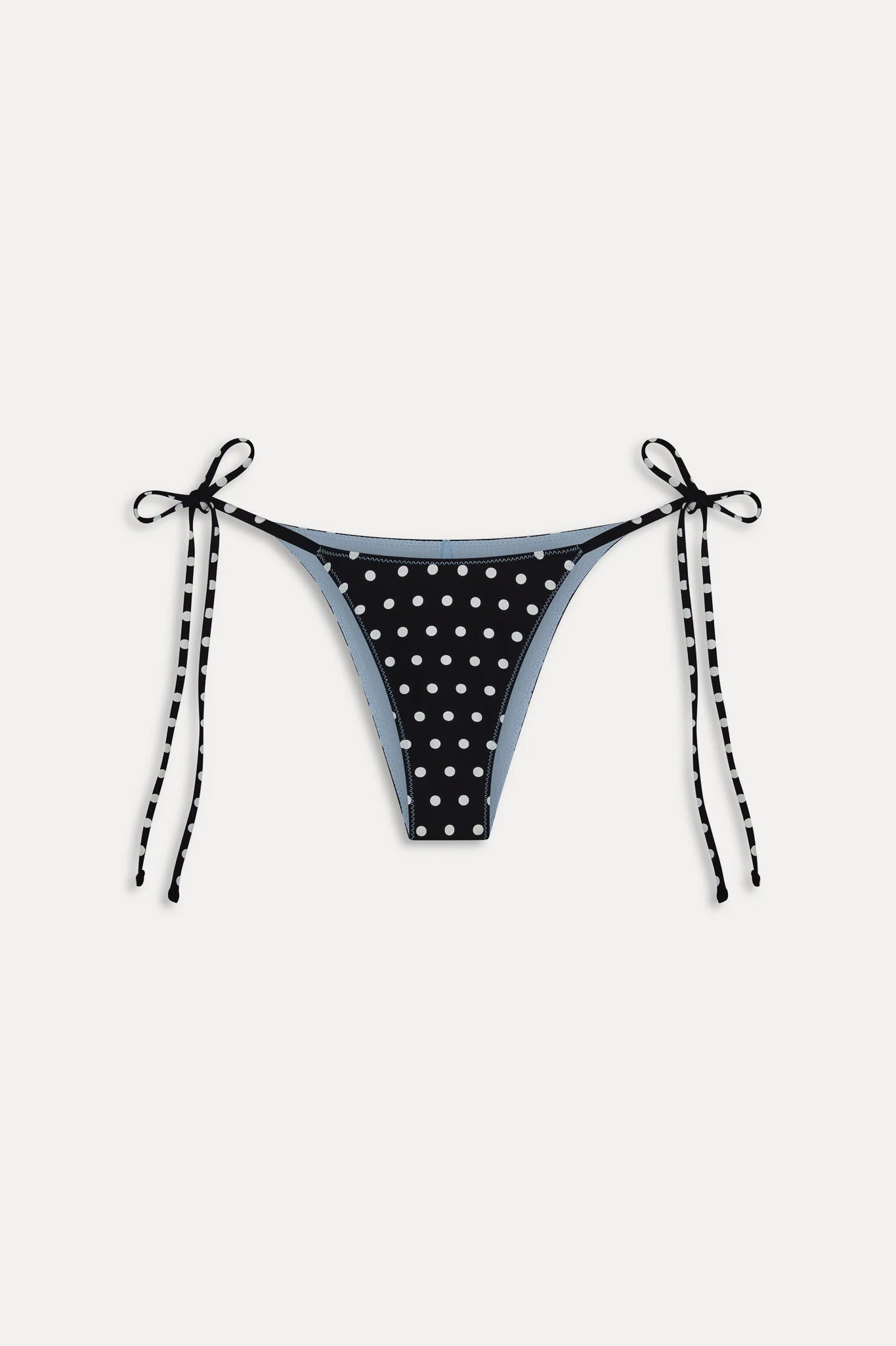 Tie side bottom that reverses from light blue to polka dots