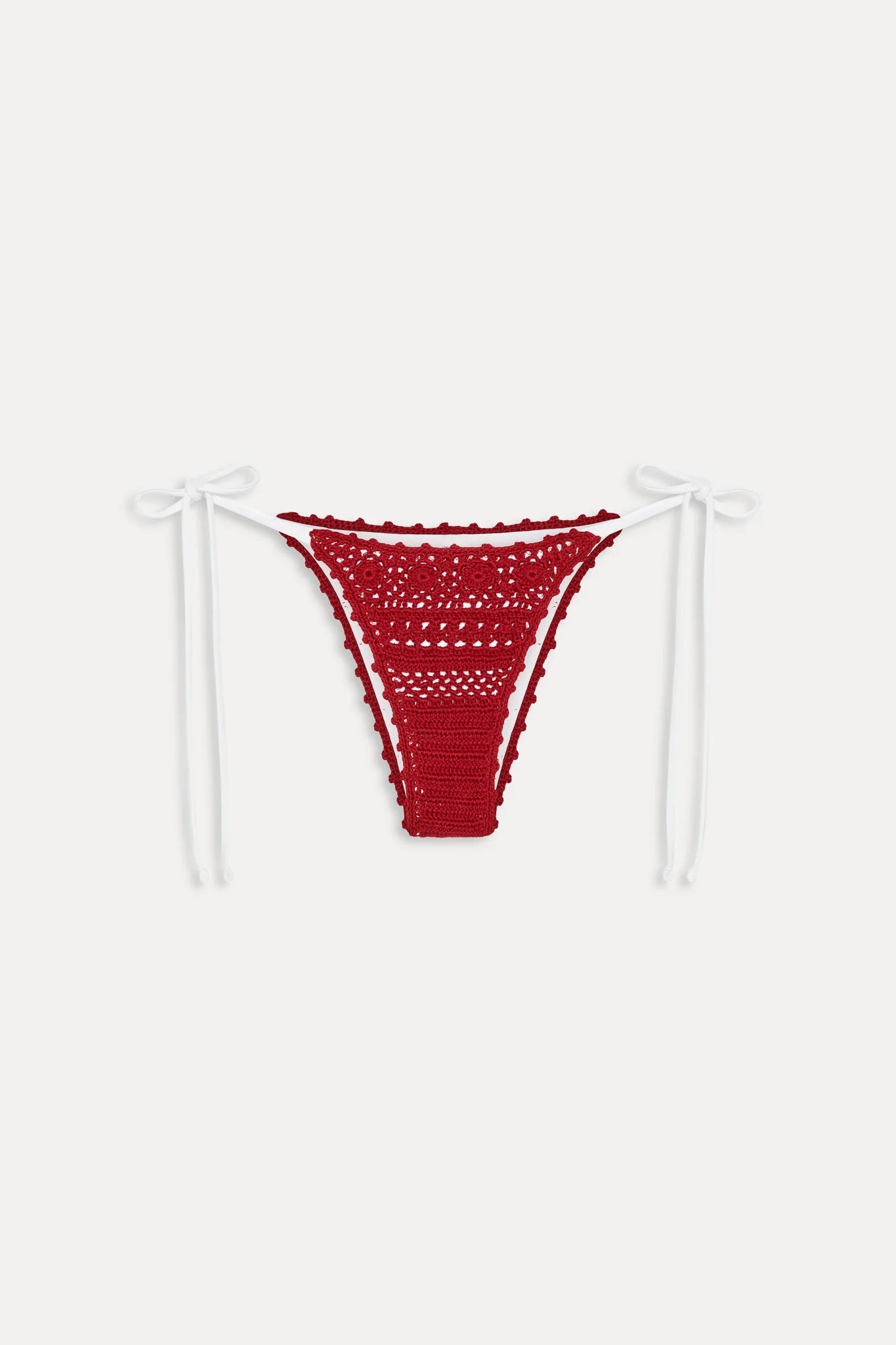 Crochet tie side bikini bottom in red