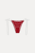 Crochet tie side bikini bottom in red