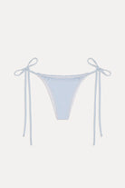 Striped tie side bikini bottom with ruffled edges