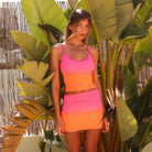 Mesh mini skirt in pink and orange