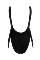 Tasseled scoop neck one piece in black