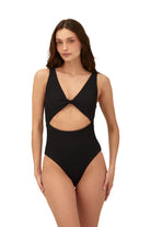 Textured Black Cutout One Piece