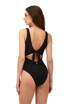 Textured Black Cutout One Piece