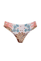 Beaded bikini bottom with thick sides and medium coverage in multicolor print