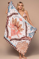 Printed sarong with tassels in multicolor
