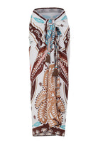 Printed sarong with tassels in multicolor