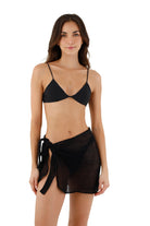 Short sheer cotton sarong in black