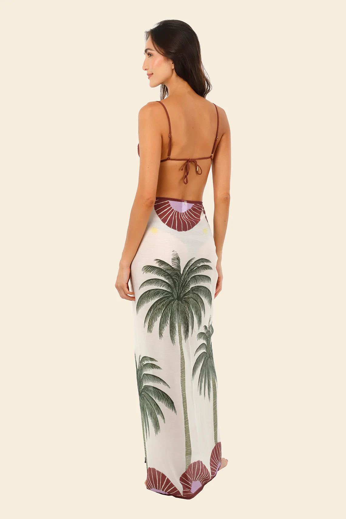 Long printed sarong with tassels