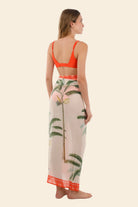 Tasseled palm print sarong