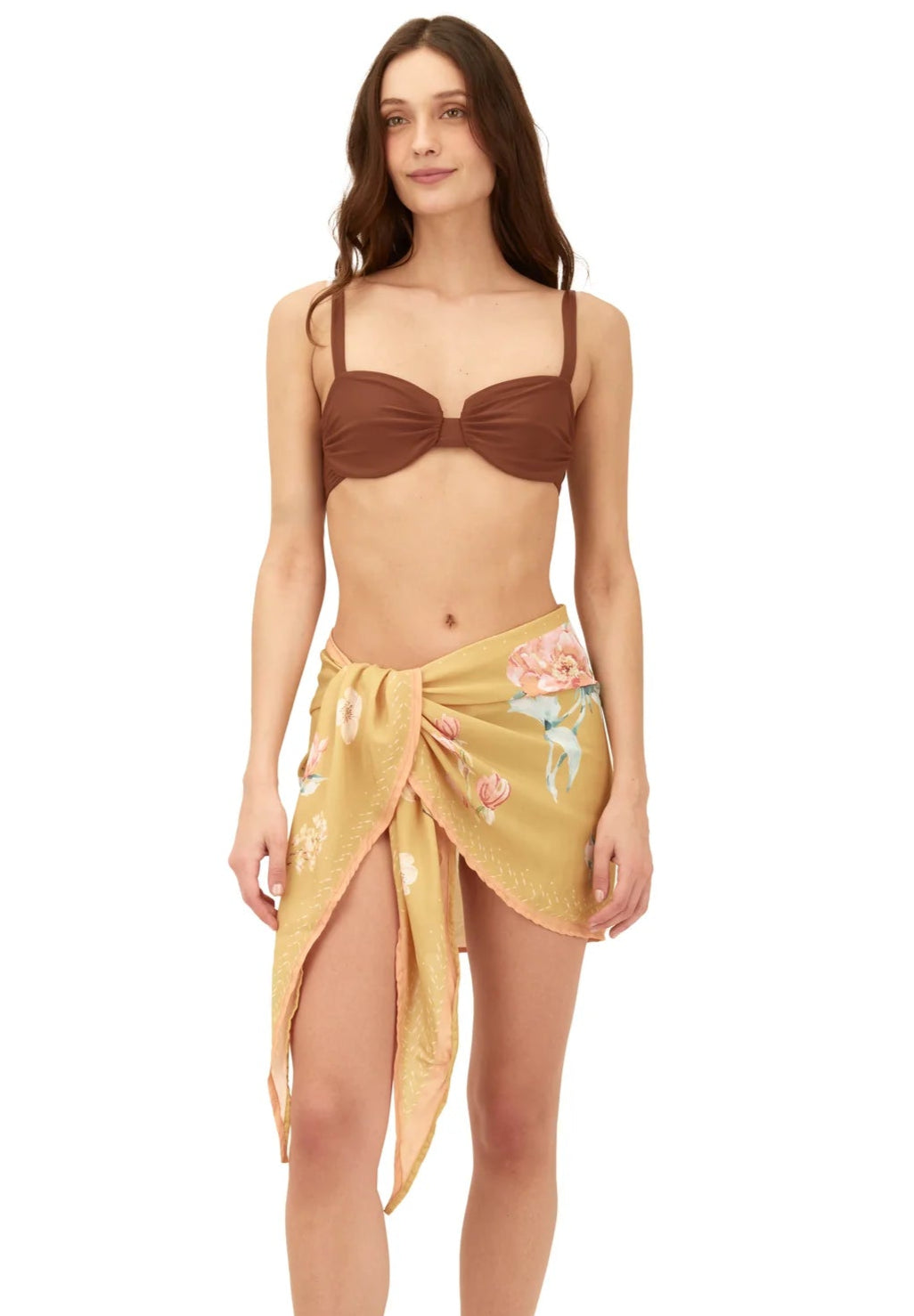 Short colorful sarong with floral print