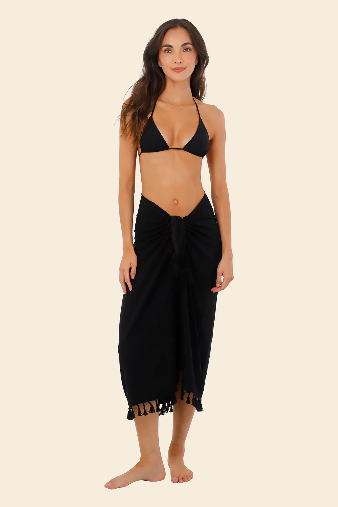 Long black sarong with tassels
