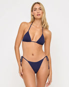 Adjustable triangle top with textured fabric in Midnight Blue