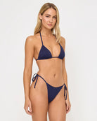 Adjustable triangle top with textured fabric in Midnight Blue