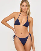 Adjustable triangle top with textured fabric in Midnight Blue