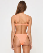 Textured Orange High Leg Bikini Bottom