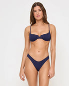 Textured bikini bottom in Midnight Blue