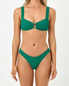 Textured medium coverage bikini bottom in green