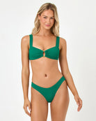 Textured medium coverage bikini bottom in green