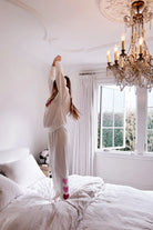 Sweatpants with hearts down the left side in cream