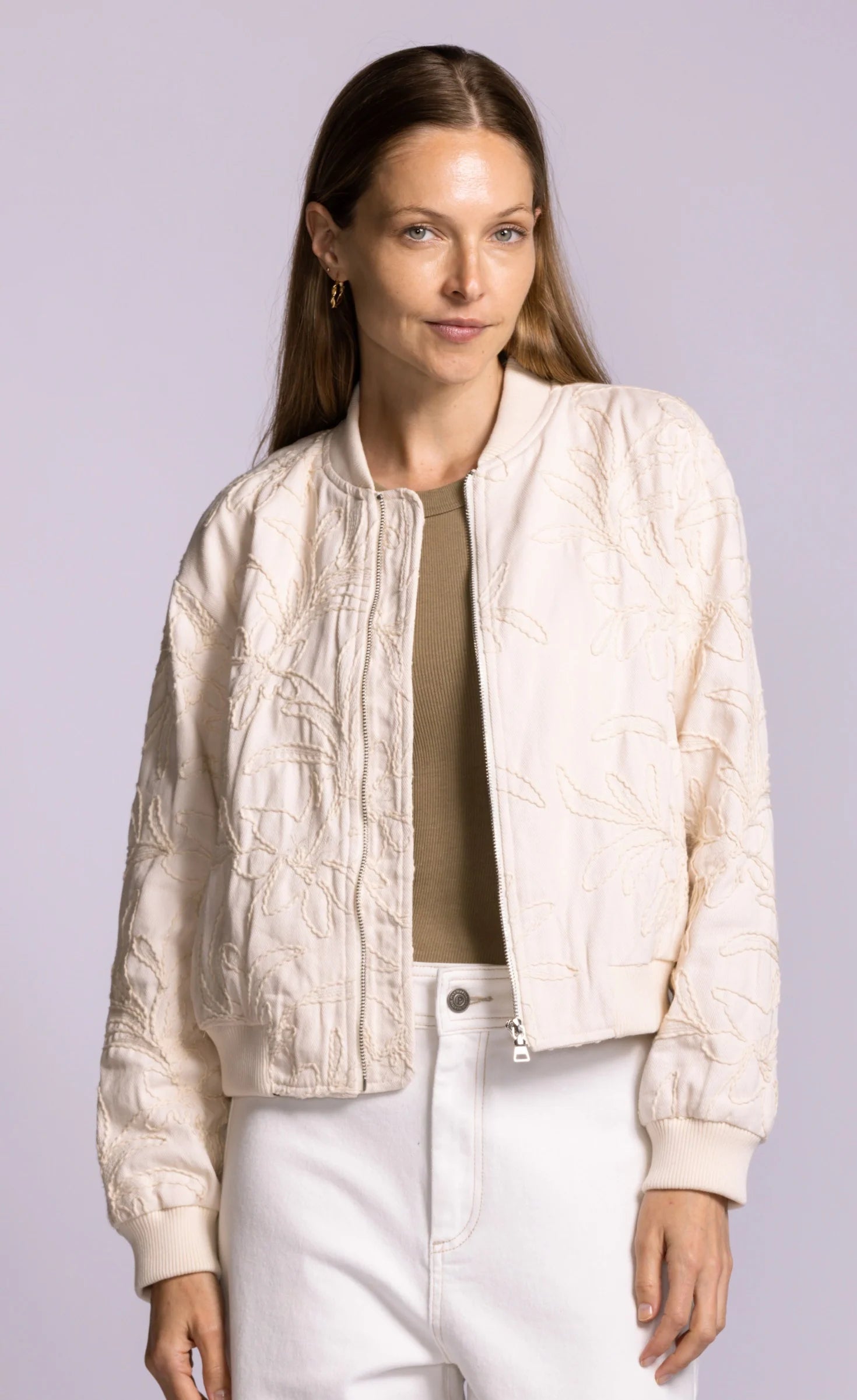 Beige bomber jacket
