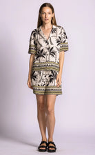 Collared button down shirt in palm tree print 