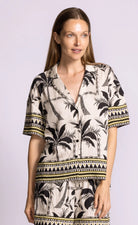 Collared button down shirt in palm tree print 