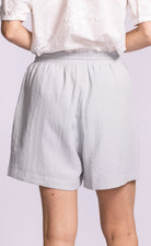 Light blue drawstring shorts
